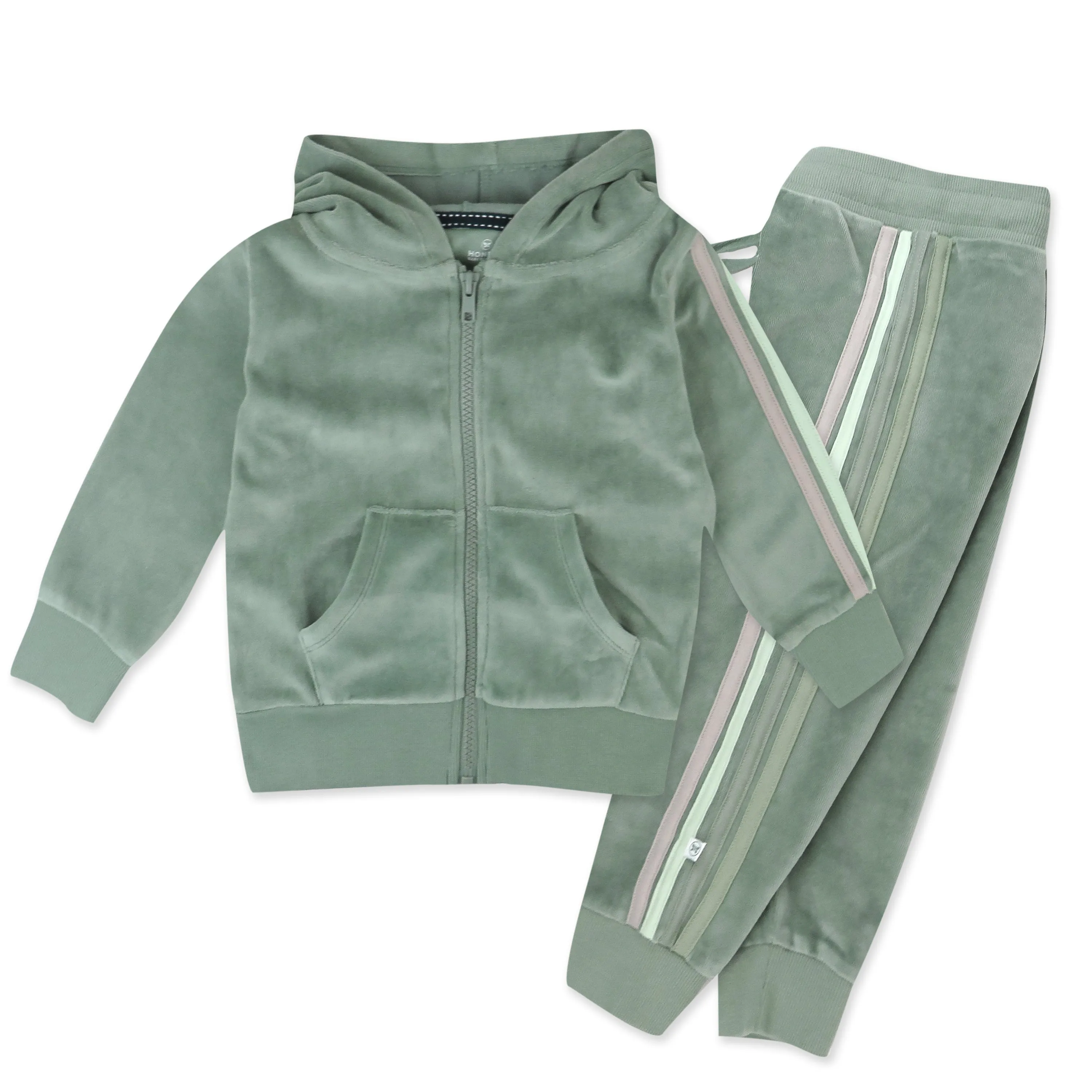 2 Piece Cozy Velour Zip Front Hoodie and Sweatpant Set