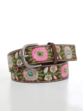 Ariat A1534302 Womens Floral Embroidered Belt Brown