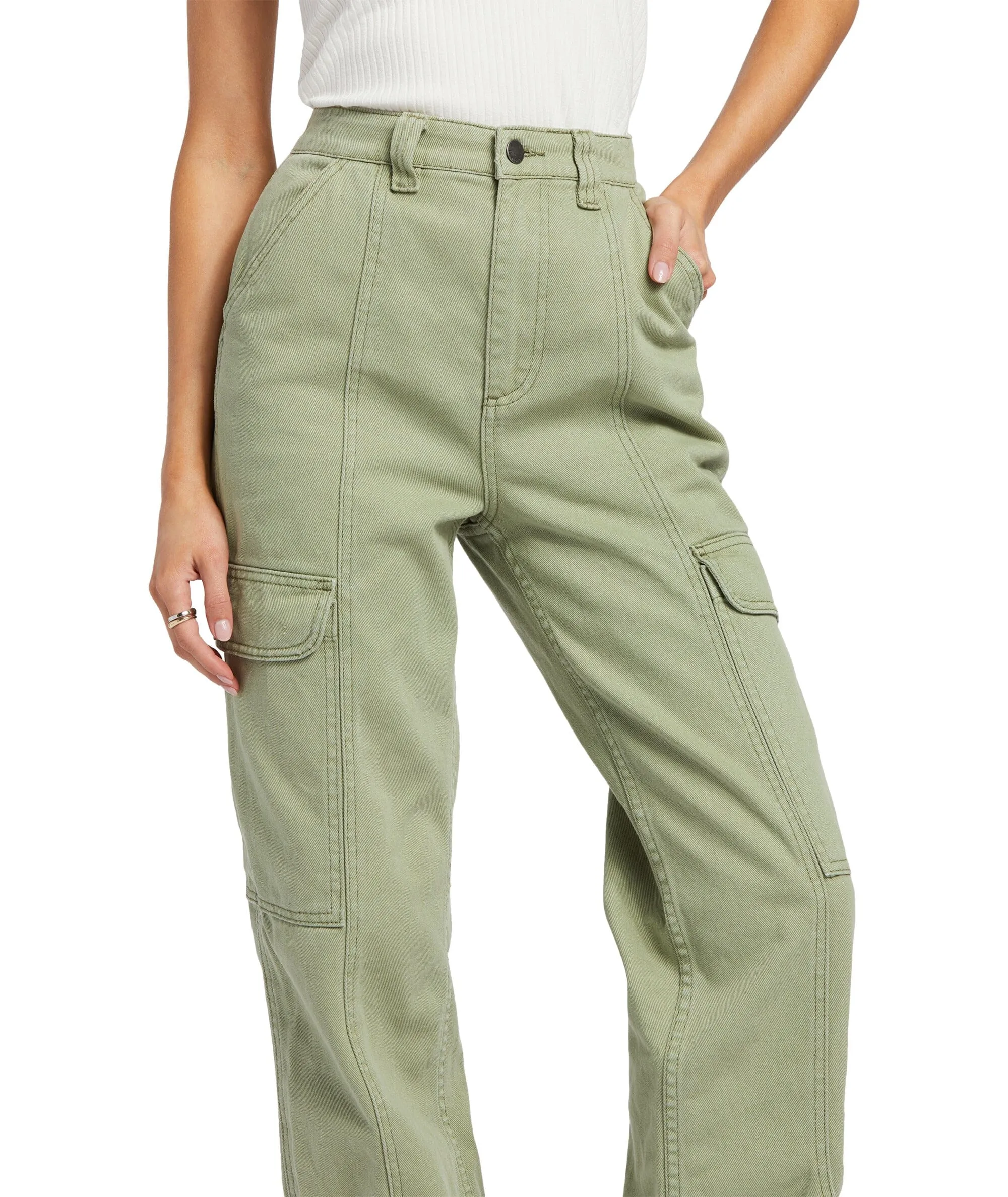 BILLABONG Women's Wall To Wall Denim Cargo Pants Army