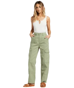 BILLABONG Women's Wall To Wall Denim Cargo Pants Army