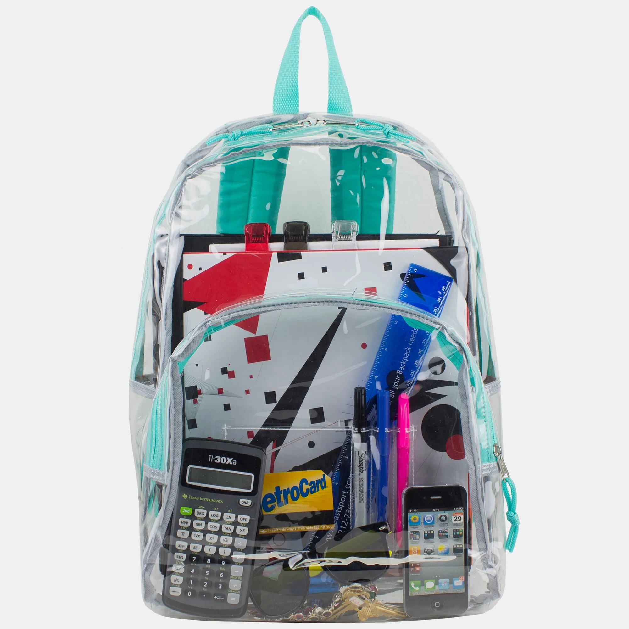 Clear Dome Backpack with Colorful Adjustable Padded Straps