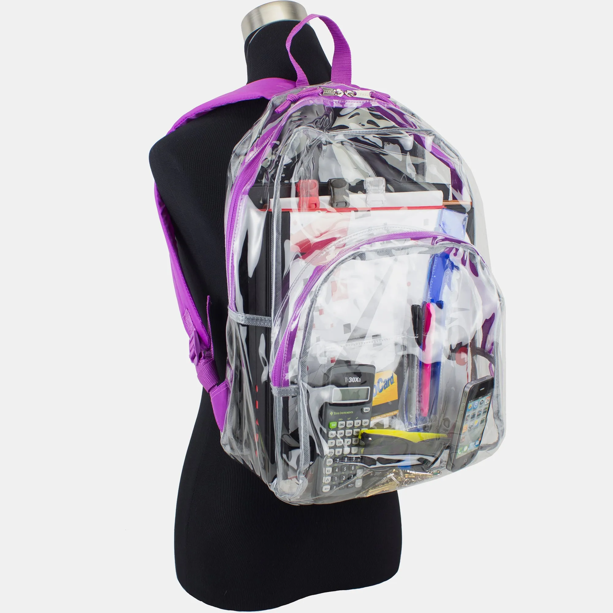 Clear Dome Backpack with Colorful Adjustable Padded Straps