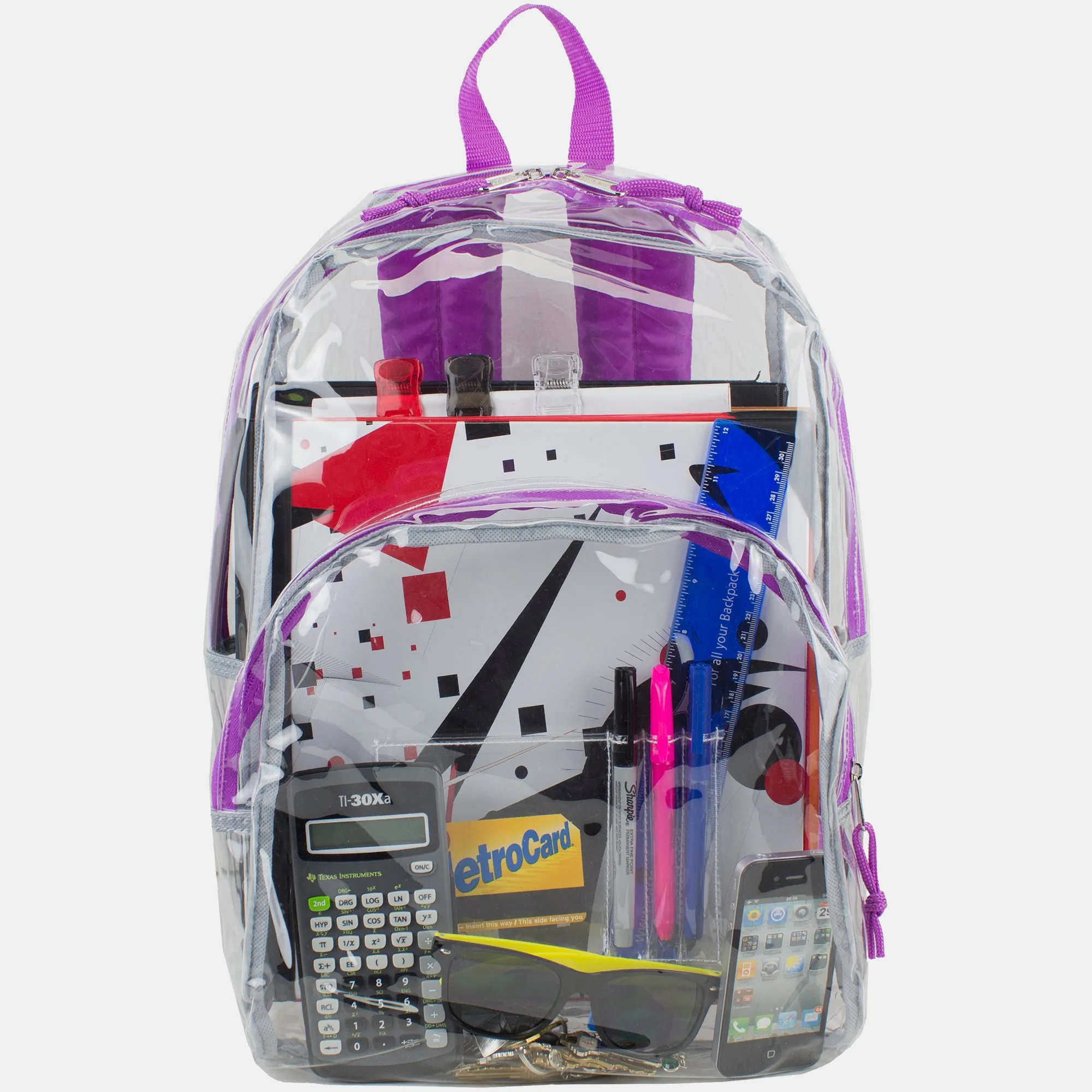 Clear Dome Backpack with Colorful Adjustable Padded Straps