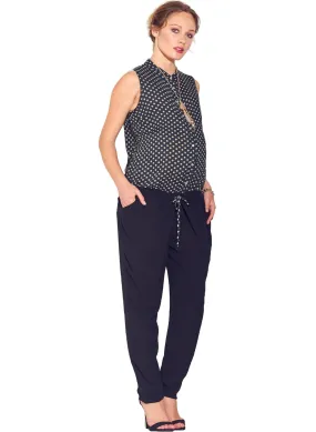 Dotted Sleeveless Maternity Jumpsuit