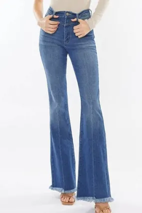 KanCan Frayed & Flare Jeans- Medium Wash Denim