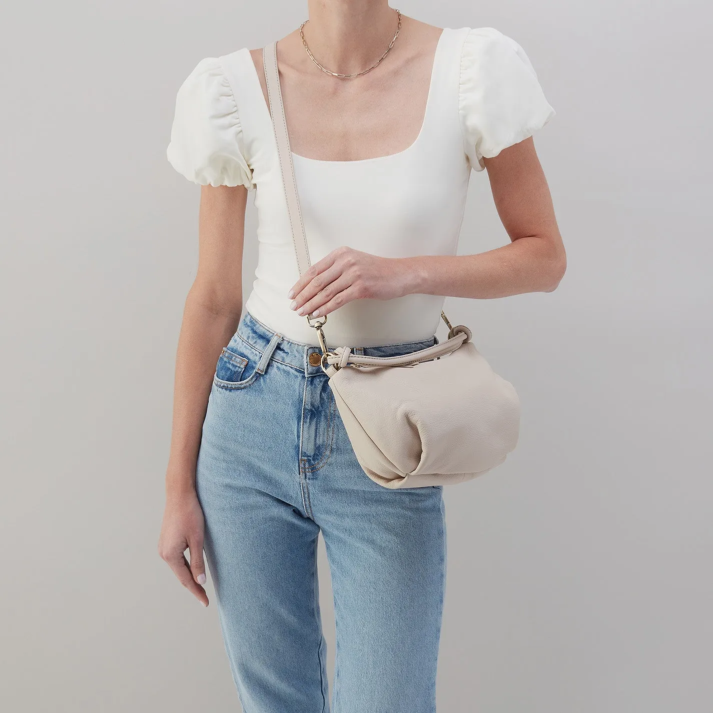 Lindley Crossbody in Soft Pebbled Leather - Stone