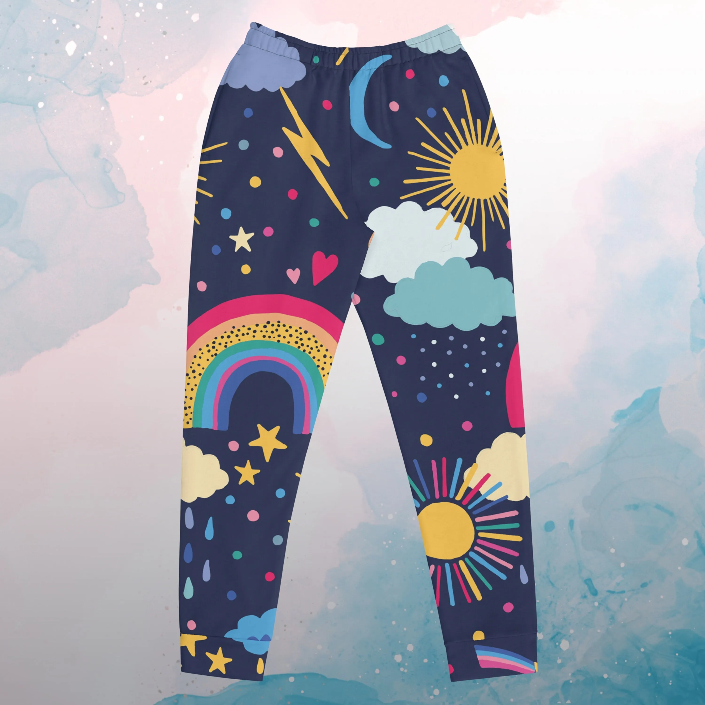 Rainbows and Rain Clouds Weather Themed Womens Joggers Sweat Pants