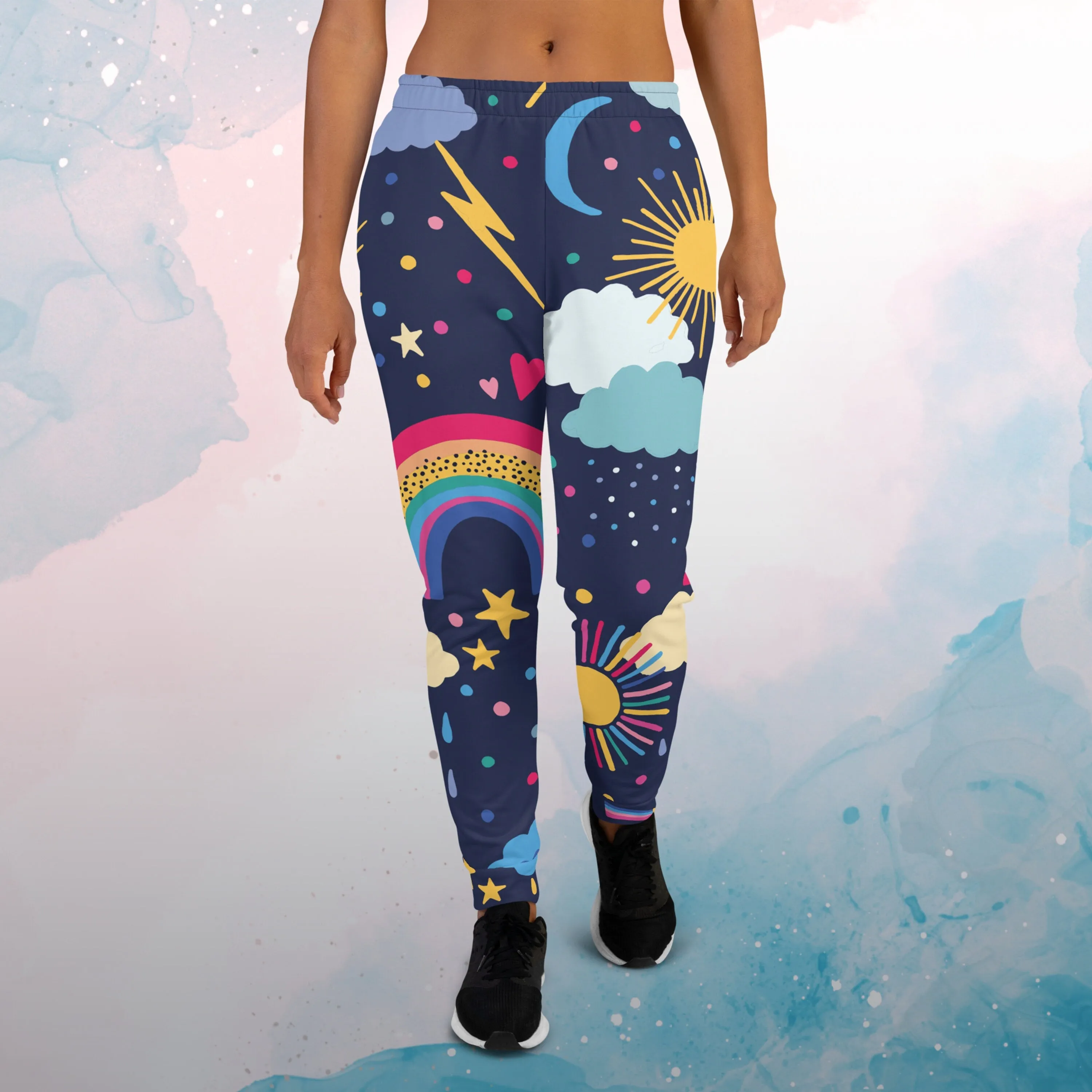 Rainbows and Rain Clouds Weather Themed Womens Joggers Sweat Pants