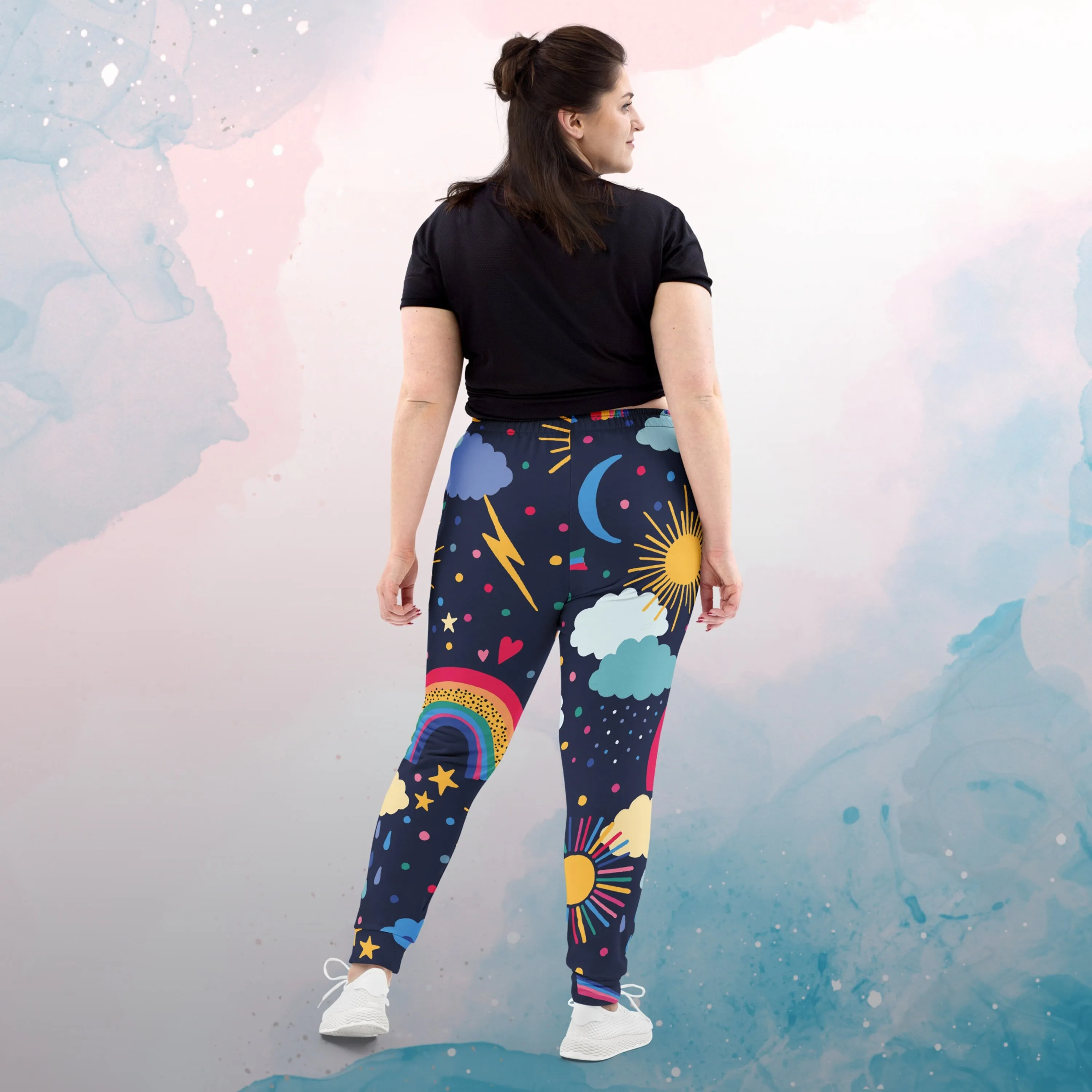 Rainbows and Rain Clouds Weather Themed Womens Joggers Sweat Pants